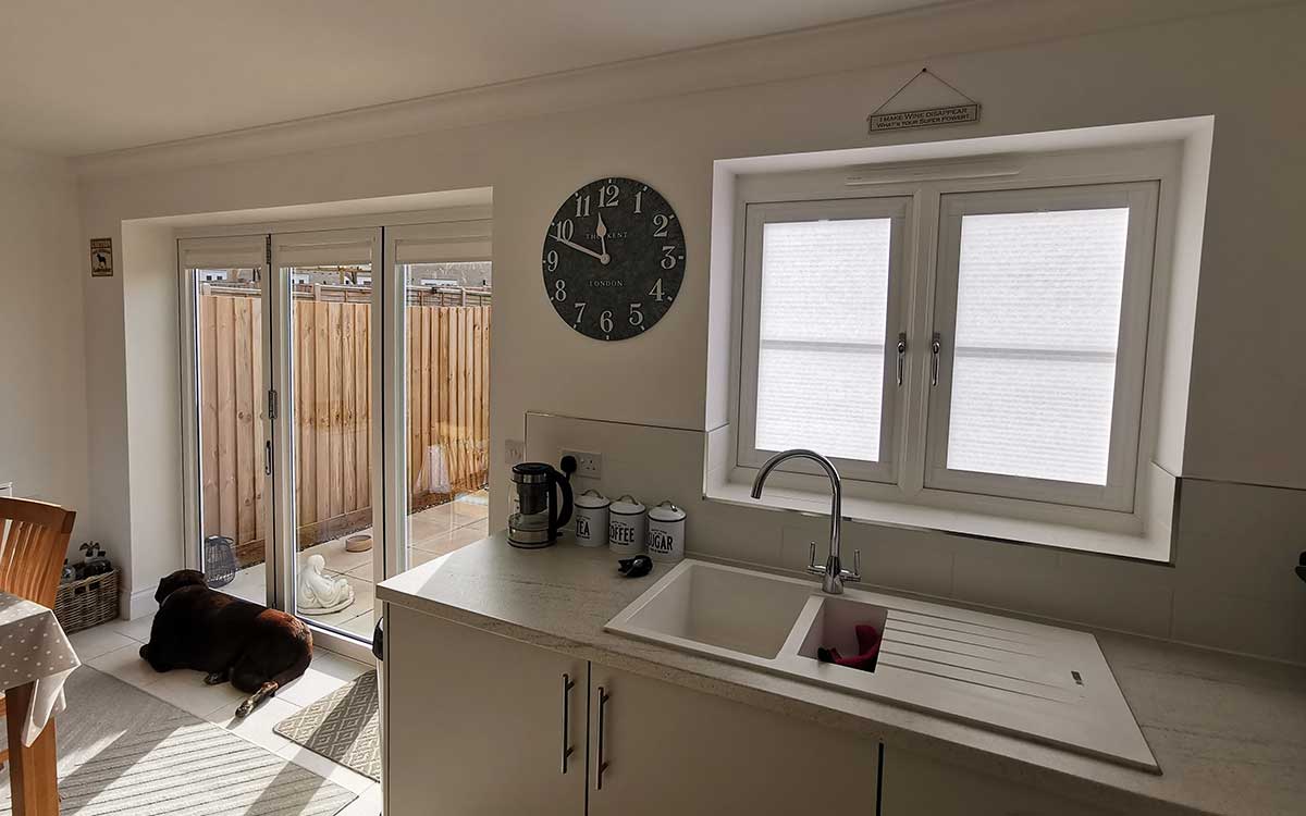 Perfect Fit blinds installed on a French door