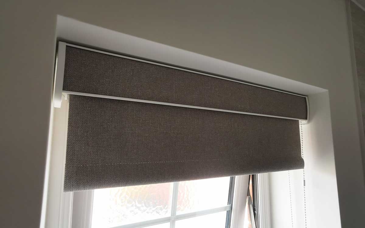 Roller blind installation in a home office