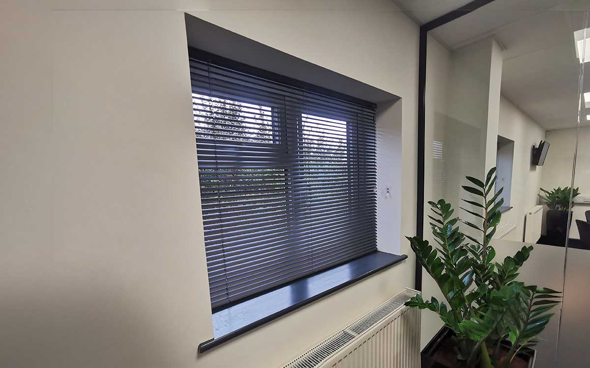 Venetian blinds in a home office