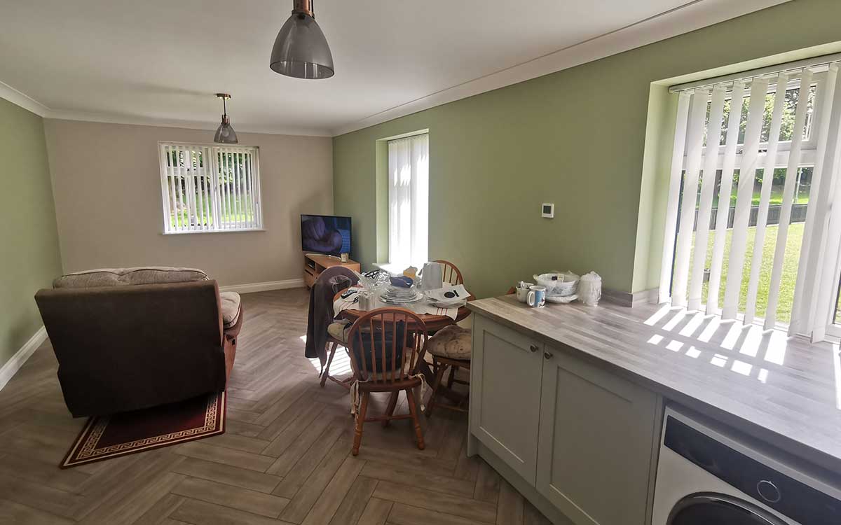 Vertical blinds on a bay window