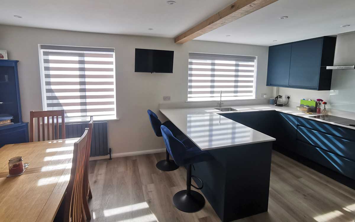 Vision blinds on a dining room window